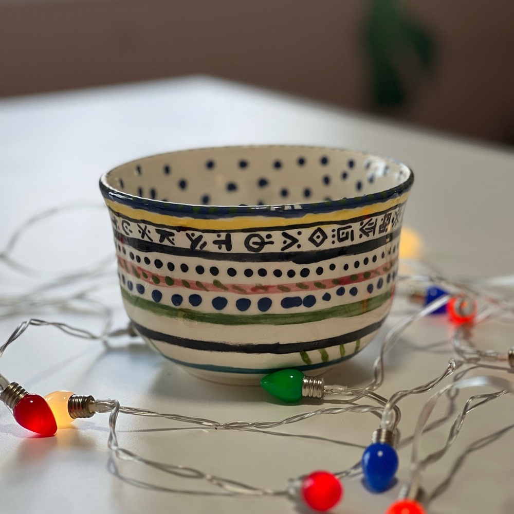 Colorful Patterned Artisan Ceramic Bowl